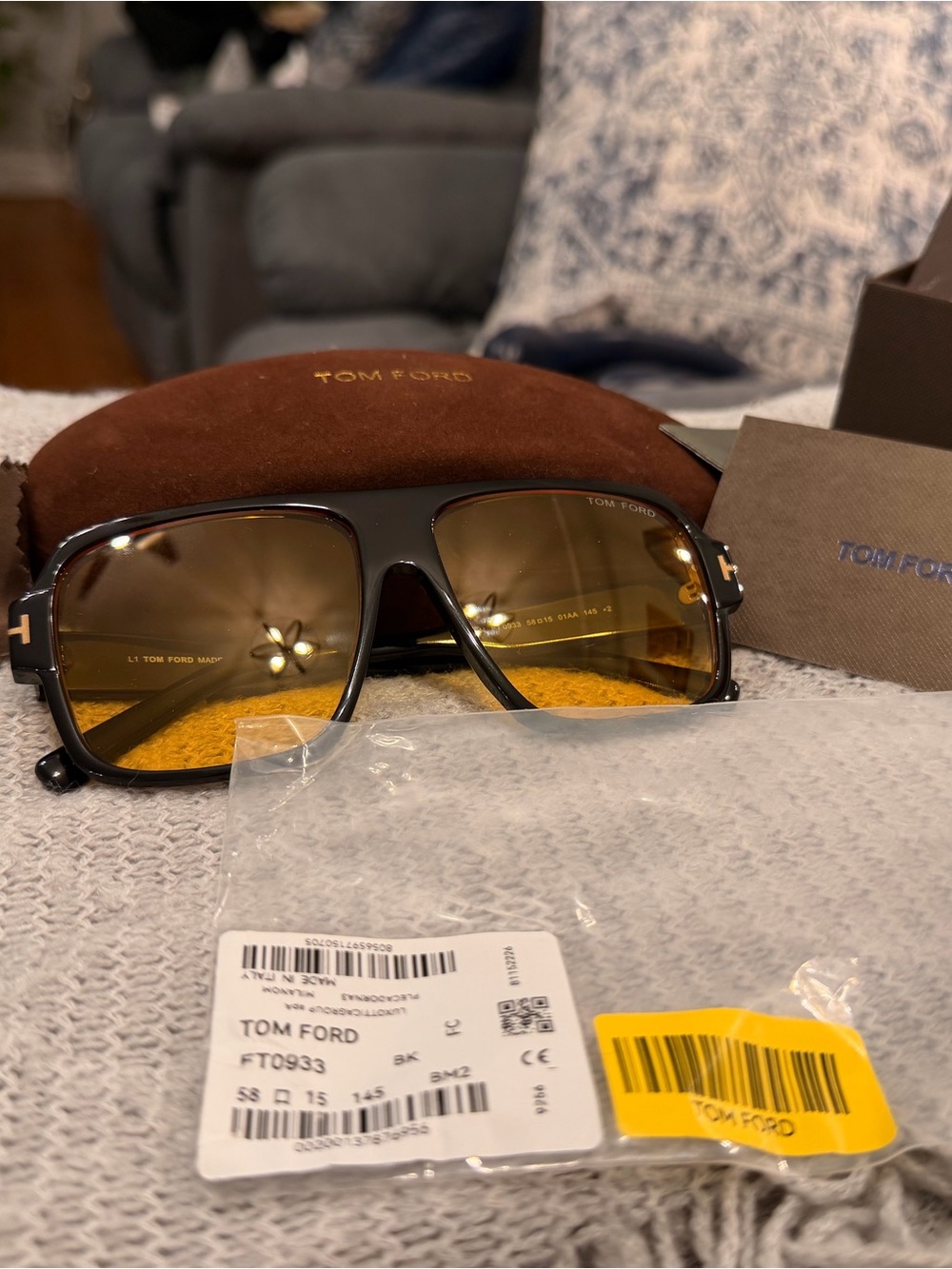 Tom Ford Brown Frame Sunglasses with Gold-Brown Lenses